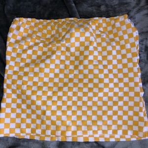 Yellow checkered tube top
